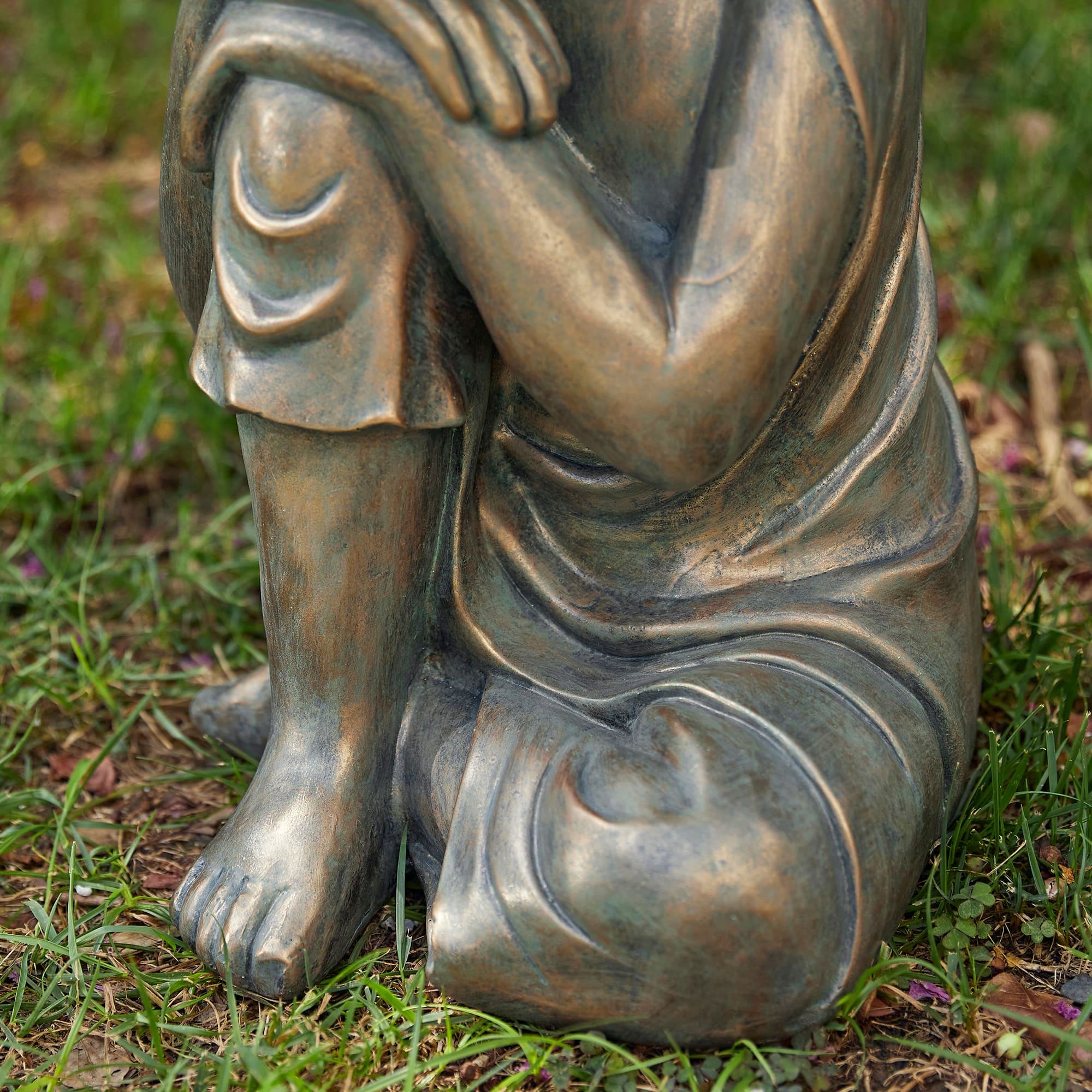 Glitzhome® 18" Faux Bronze Resting Buddha Garden Statue